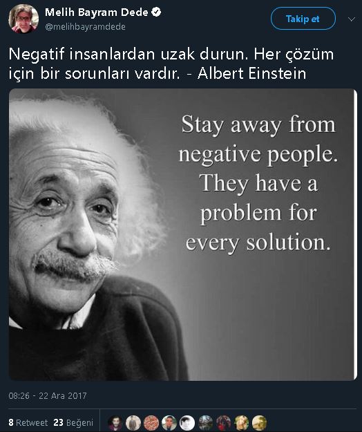 "Negatif İnsanlardan Uzak Durun, Her Çözüm İçin Bir Sorunları Vardır" Sözünün Einstein'a Ait Olduğunu İddia Eden Tweet
