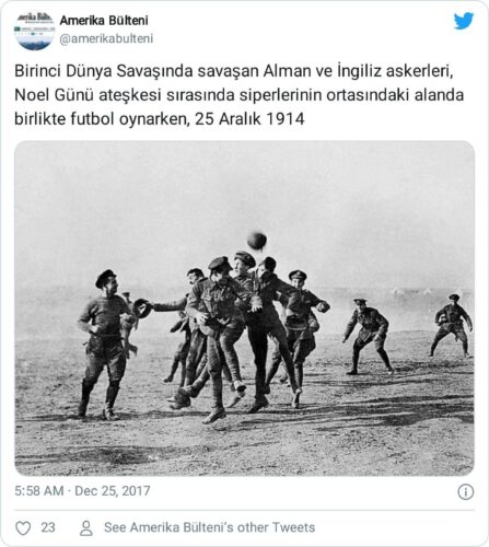 noel ateşkesi futbol maçı