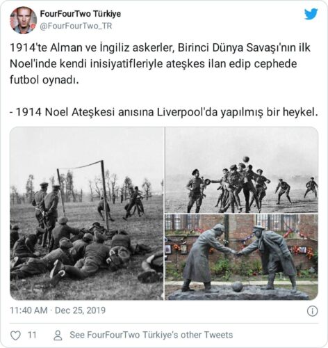 noel ateşkesi futbol maçı
