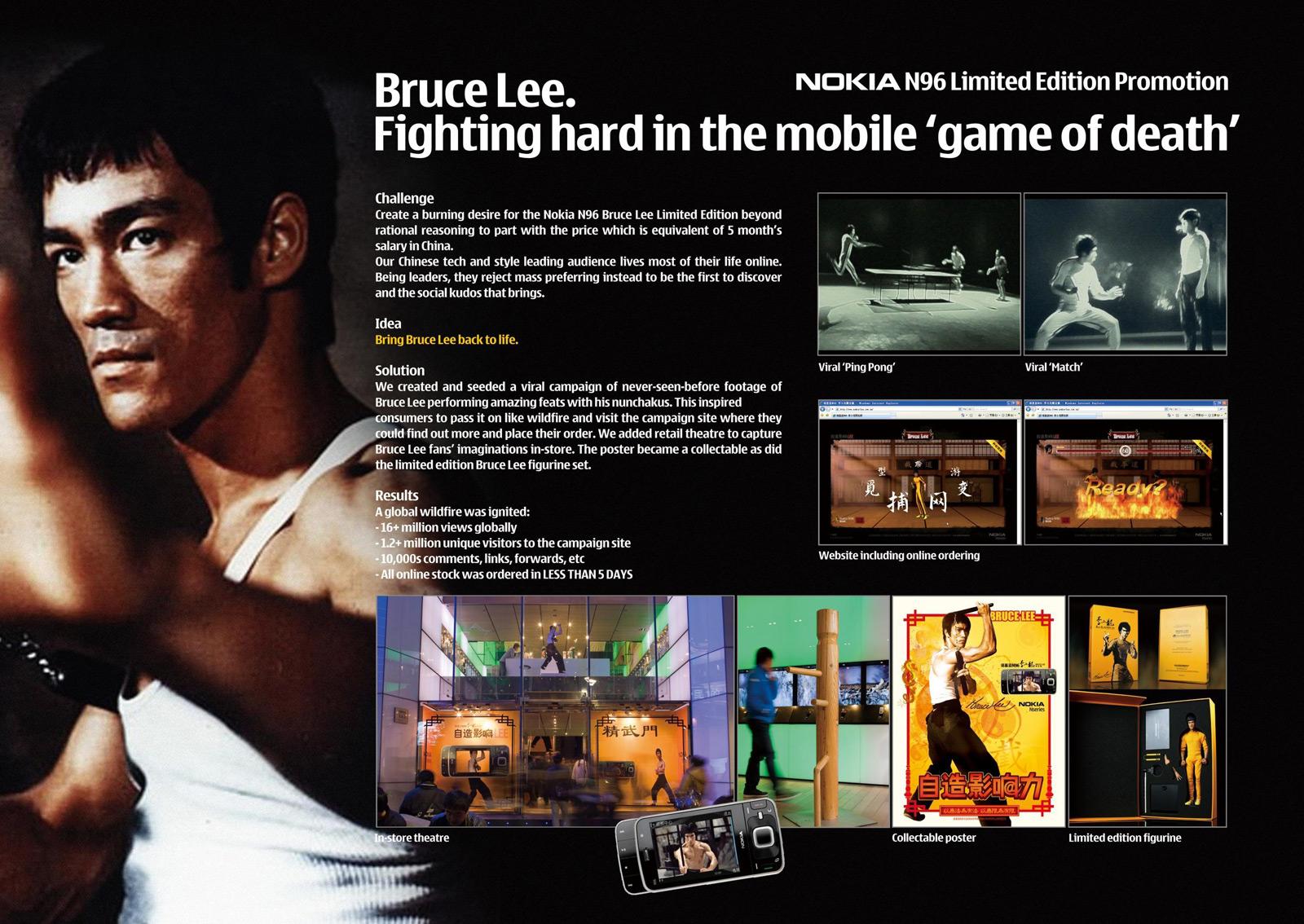 Nokia N96'nın Bruce Lee temalı reklâmına dair broşür