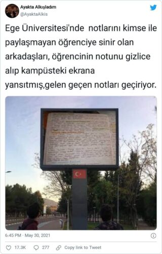 notlar büyük ekrana yansıtılmış