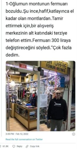 oglumun montunun fermuari bozuldu