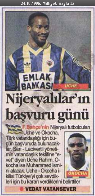 Jay Jay Okocha'nın Türkiye Cumhuriyeti Vatandaşlığı Başvurusuna İlişkin Milliyet Gazetesi Haberi