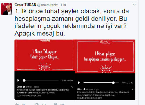 ömer turan ülker reklamı tepkisi