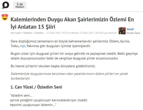 özledim seni can yücel