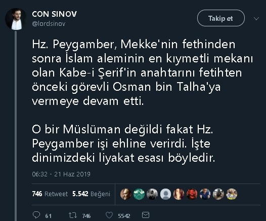 Kâbe'nin Anahtarı Hz. Peygamber Tarafından Kendisine Mekke'nin Fethinin Akabinde Teslim Edildiğinde Osman Bin Talha'nın Müslüman Olmadığını İddia Eden Paylaşım