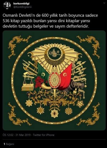 Osmanlı Devleti'nin 600 Yıllık Tarihi Boyunca Sadece 536 Kitap Yazıldığı İddiası