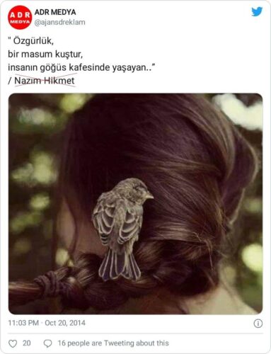 Özgürlük Masum Bir Kuştur İnsanın Göğüs Kafesinde Yaşayan