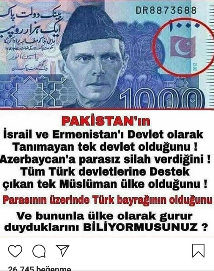 Pakistan'ın parasının üzerinde Türk bayrağı yer aldığını öne süren paylaşım