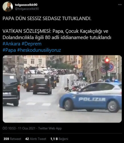 papa tutuklandı paylaşımı