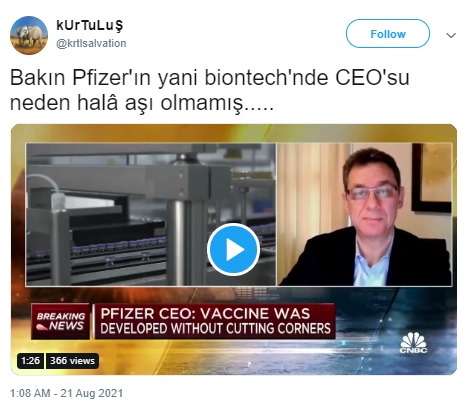 pfizer biontech ceo aşı olmamış