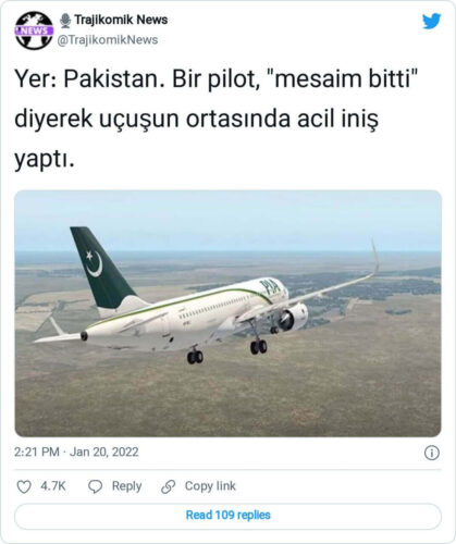 pilot mesaim bitti acil inis