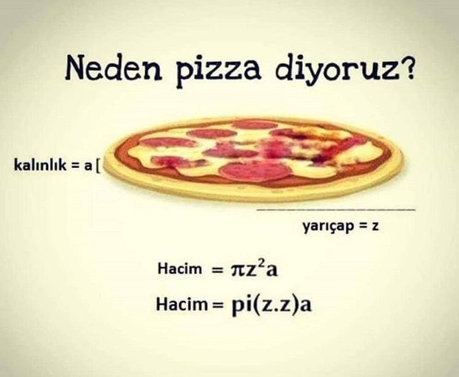 Hacim formülünün "pizza" üzerinden aktarımı