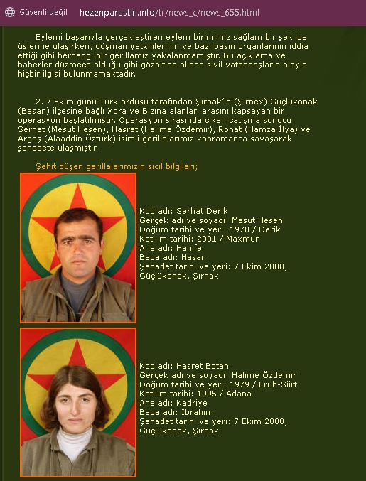 Hasret Botan kod adlı PKK militanı Halime Özdemir