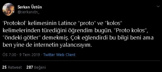 Protokol Kelimesinin Anlamının "Öndeki G.tler" Olduğunu İddia Eden Paylaşım