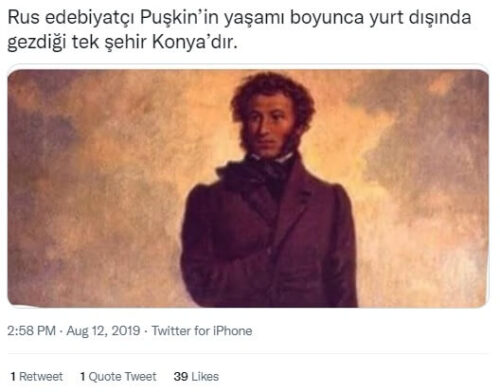 puskinin yurt disinda gezdigi tek sehir