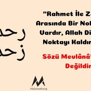 "Zahmet İle Rahmet Arasında Bir Nokta Farkı Vardır, Allah Dilerse O Noktayı Kaldırıverir" Sözünün Mevlana'ya Ait Olduğu İddiası