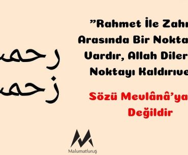 "Zahmet İle Rahmet Arasında Bir Nokta Farkı Vardır, Allah Dilerse O Noktayı Kaldırıverir" Sözünün Mevlana'ya Ait Olduğu İddiası
