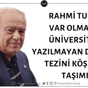 Rahmi Turan Yavuz Sultan Selim Üniversitesinde Doktora Tezi Zokasını Yutmuş