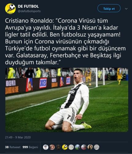 ronaldo beşiktaş galatasaray fenerbahçe 