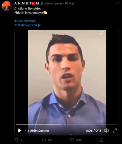 ronaldo filistin yanındayız