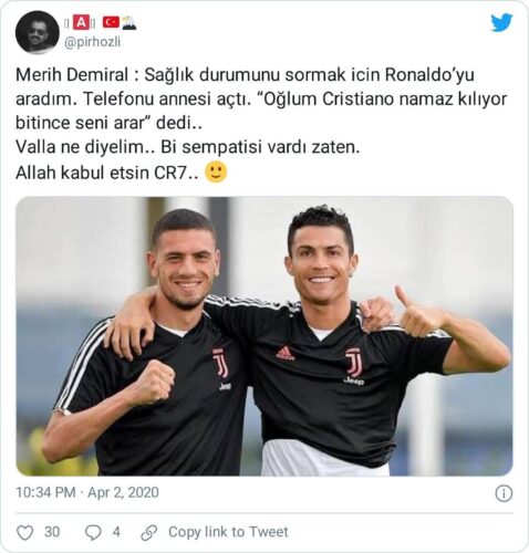 cristiano ronaldo'nun namaz kıldığı iddiasını içeren paylaşım