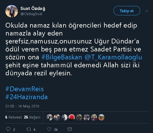 Saadet Partisi tarafından Uğur Dündar'a ödül verildiğini iddia eden sosyal medya paylaşımı