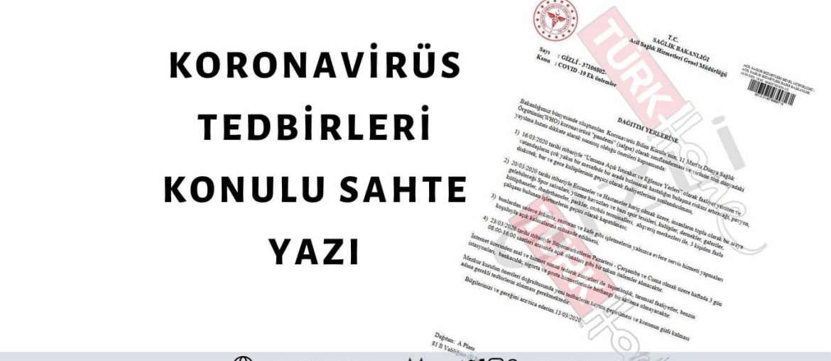 Sosyal Medyada ve İletişim Platformlarında Paylaşılan Koronavirüs Salgınına Karşı Tedbirleri Aktaran Yazı Sağlık Bakanlığı'na Ait Değil