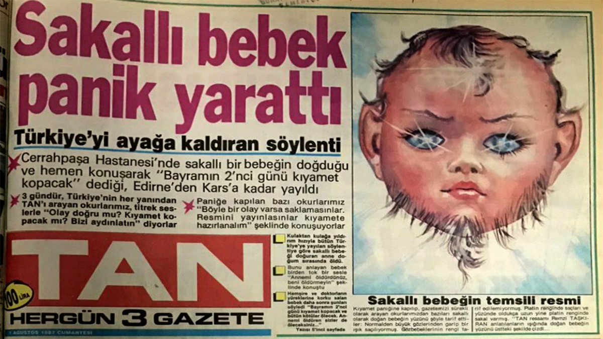 Tan Gazetesinin Ünlü "Sakallı Bebek Panik Yarattı" manşeti