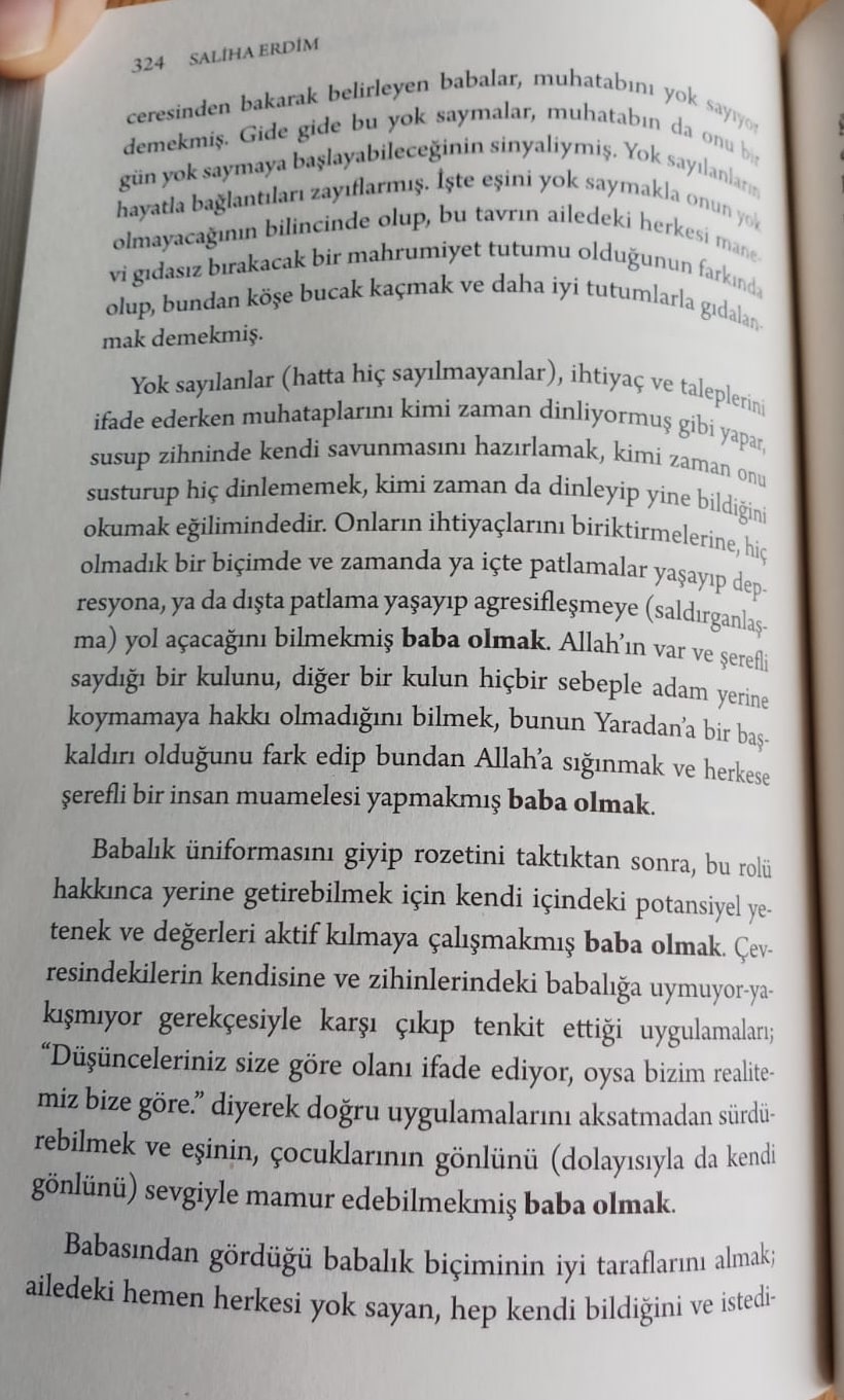 Saliha Erdim'in "Anne-Baba ve Aile Olma Sanatı" adlı kitabı sf. 324