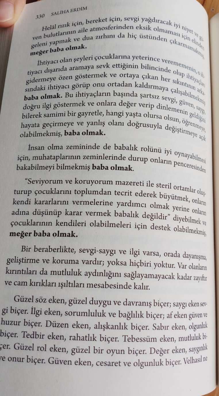 Saliha Erdim'in "Anne-Baba ve Aile Olma Sanatı" adlı kitabı sf. 330