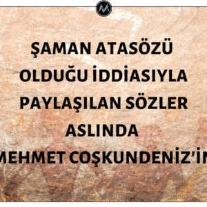 Şaman atasözü olduğu iddiasıyla paylaşılan sözler aslında Posta Gazetesi yazarı Mehmet Coşkundeniz'e aittir