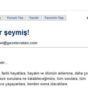 Sanem Altan'ın Vatan Gazetesi'nde Yayınlanan "DNA Hiçbir Şeymiş" Başlıklı Yazısı