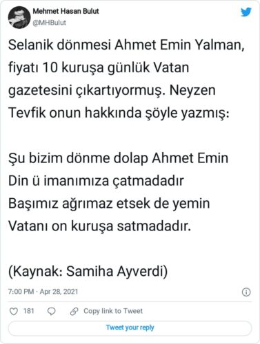 selanik donmesi ahmet emin yalman