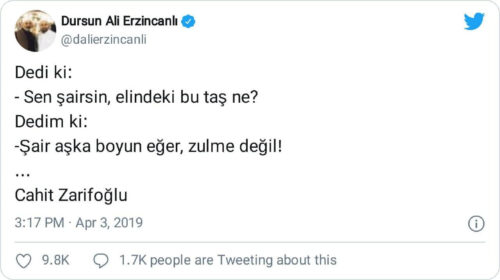 sen şairsin elindeki bu taş ne