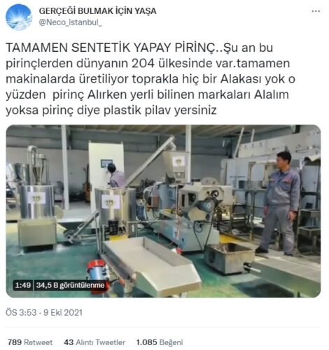 sentetik yapay pirinc