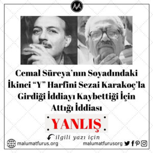 Cemal Süreyanın soyadındaki y harfi