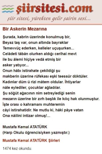 bir askerin mezarına şiiri atatürk