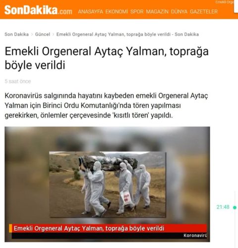 Aytaç Yalman'ın cenazesine ait olduğu iddiasıyla 2014 yılından ilgisiz bir fotoğrafı içeren haber