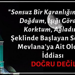 "Sonsuz Bir Karanlığın İçinden Doğdum, Işığı Gördüm, Korktum, Ağladım" Şeklinde Başlayan Sözlerin Mevlana'ya Ait Olduğu İddiası Asılsızdır
