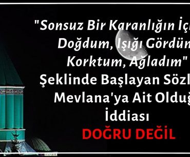 "Sonsuz Bir Karanlığın İçinden Doğdum, Işığı Gördüm, Korktum, Ağladım" Şeklinde Başlayan Sözlerin Mevlana'ya Ait Olduğu İddiası Asılsızdır