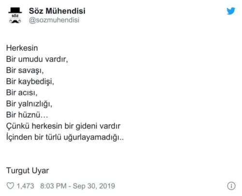 turgut uyar herkesin bir gideni vardır