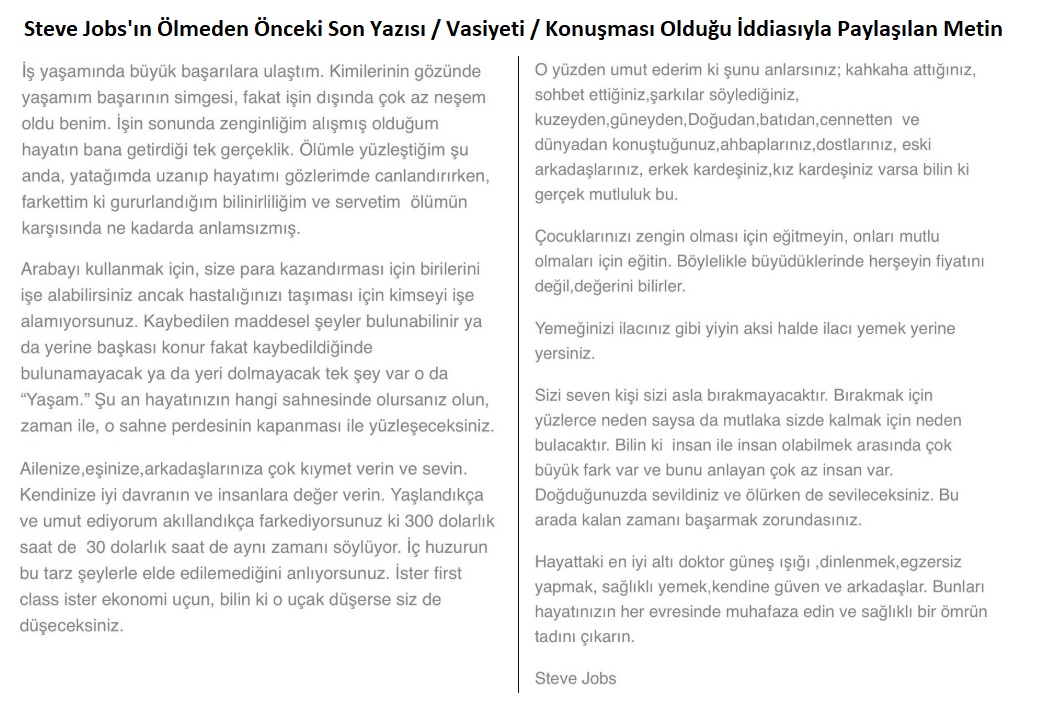 Steve Jobs Son Yazısı, Hayata Dair Tavsiyeleri Steve-jobs-olmeden-once-son-yazisi-vasiyeti-konusmasi-oldugu-iddiasiyla-paylasilan-metin