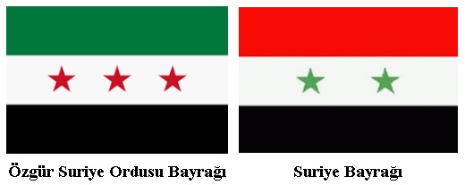 Suriye ve Özgür Suriye Ordusu (ÖSO) bayrakları