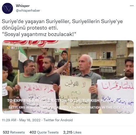 suriyede yasayan suriyeliler protesto