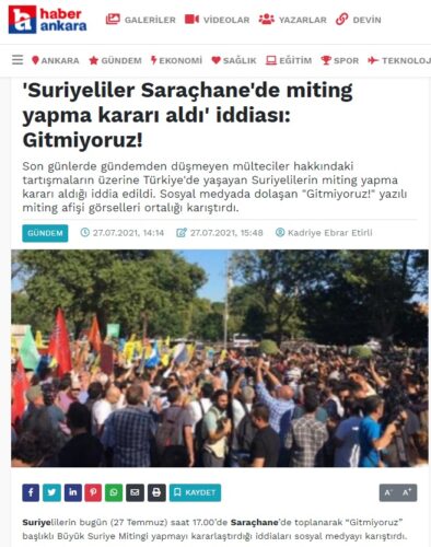 suriyeli saraçhane mitingi