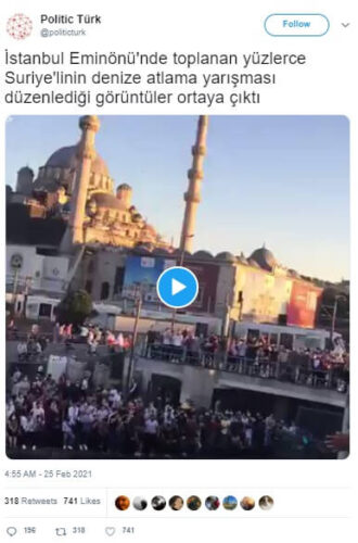 suriyelilerin eminönü denize atlama yarışması