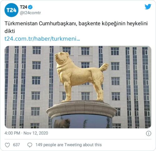 köpeğinin heykelini diktirdi