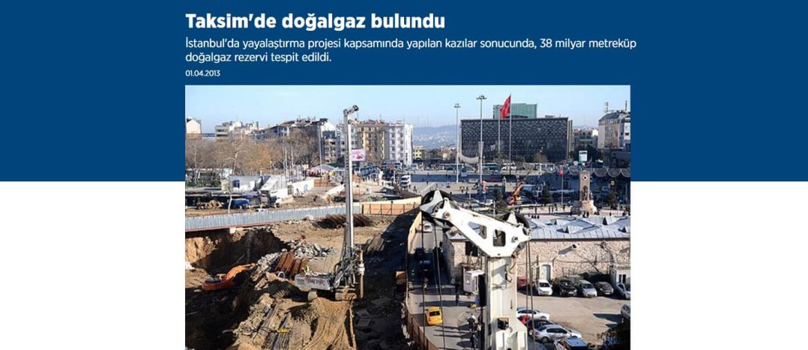 taksimde dogal gaz bulundu
