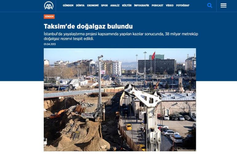 taksimde dogal gaz bulundu